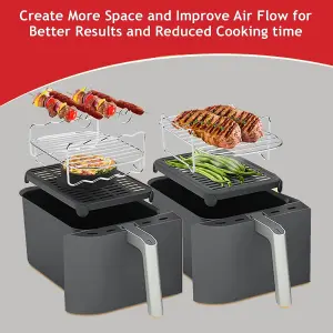 SPARES2GO Grill Shelf Racks Compatible with Instant Vortex Plus 7.6L Air Fryer (+ 4 Skewers)