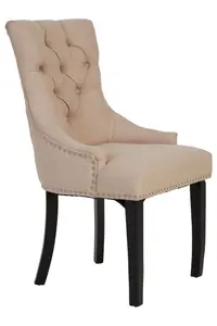 Premier Housewares Natural Linen Dining Chair with Dark Legs