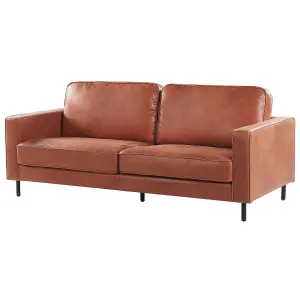 Faux Leather Living Room Set Golden Brown SAVALEN