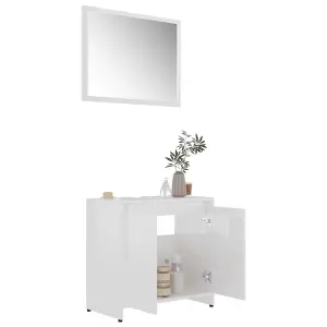 Berkfield Bathroom Furniture Set High Gloss White Engineered Wood