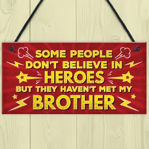 Red Ocean HERO Brother Christmas Birthday Gift Hanging Comic Plaque For Big Brother Friendship Family Keepsake