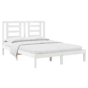 Berkfield Bed Frame White Solid Wood Pine 140x200 cm