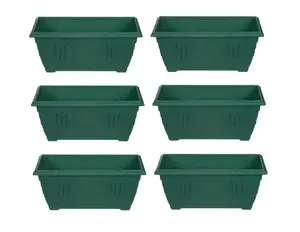 6 x 40cm Small Plastic Venetian Window Box Trough Planter Pot Green Colour