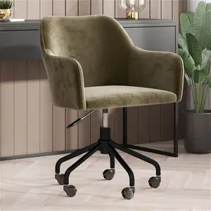 Beige Velvet Office Chair With Arms - Marley