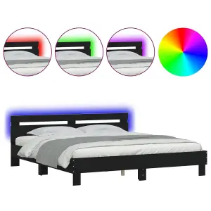 Berkfield Bed Frame with LED without Mattress Black 160x200 cm