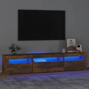 Berkfield TV Cabinet with LED Lights Smoked Oak 195x35x40 cm