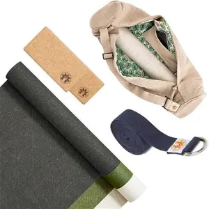 Eco Friendly Beginner Yoga Set With Non Slip Yoga Mat Made From Sustainably Harvested Natural Tree Rubber & Jute