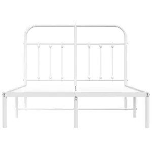 Berkfield Metal Bed Frame with Headboard White 120x190 cm