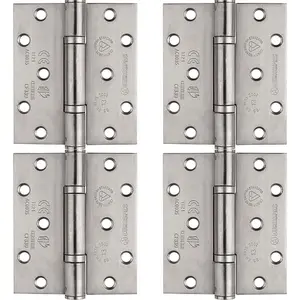 4 PACK - PAIR Grade 13 Heavy Duty Thrust Bearing Hinge - 100 x 89mm Satin Stainless Steel