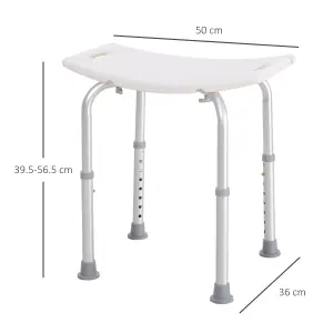 HOMCOM Aluminium Shower Stool w/ Adjustable Height Non-Slip Bath Stool White