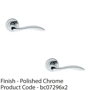 2 PACK - Premium Scroll Door Handle Set - Polished Chrome Elegant Lever on Round Rose