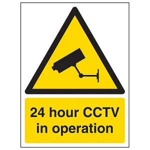 24 Hour CCTV - Warning Security Sign - Adhesive Vinyl - 150x200mm (x3)