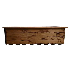 Hand Made 108cm x 41cm Rustic Wooden Large Garden Trough or Flower Bed Planter