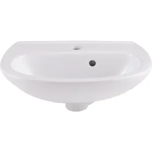 GoodHome Zuari Gloss White Oval Wall-mounted Cloakroom Basin (W)45cm