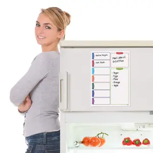 Colour Shopping List Fridge Planner Magnetic Whiteboard with Marker A3 Week Daily Planner