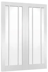 Internal Worcester Pair White Clear Glass Primed Door 1981 x 1220 x 40mm (48")