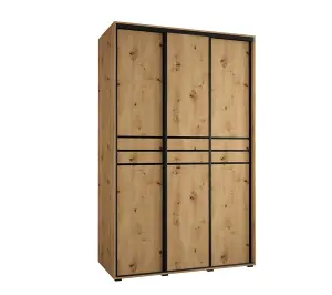 Rustic Oak Artisan Sliding Wardrobe W160cmH205cmD60cm - Stylish Storage with Natural Charm