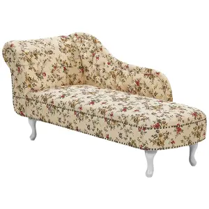 Left Hand Chaise Lounge Flower Print Beige NIMES