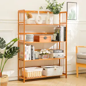 4-Tier Freestanding Bamboo Bookshelf Book Rack Organizer for Living Room Study Room Office 127 cm(H)