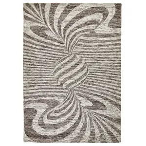 Cotton Handmade Luxurious Modern Wool Brown Geometric Optical 3D Rug for Living Room and Bedroom-120cm X 170cm