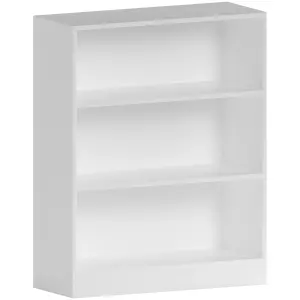 Vida Designs Cambridge White 3 Tier Low Bookcase Freestanding Shelving Unit (H)750mm (W)600mm (D)240mm