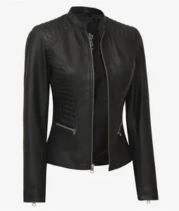 Womens Black Slim Fit Leather Jacket