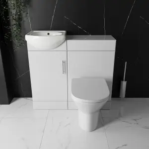 Bubly Bathrooms™ Furniture Set - Cloakroom Vanity Unit Basin Sink and 500mm Back to Wall Toilet WC with Cistern, Plate, Tap, Waste