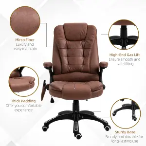 Vinsetto Massage Office Chair Recliner Ergonomic Gaming Heated Home Padded  Leathaire Fabric Brown