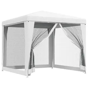 Berkfield Party Tent with 4 Mesh Sidewalls 2.5x2.5 m White