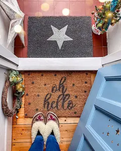 Grey Glitter Star Doormat - Regular 60x40cm