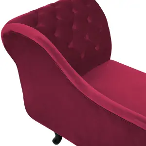 Right Hand Chaise Lounge Velvet Burgundy NIMES