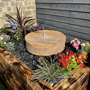 Sandstone Millstone 50cm Natural Stone Solar Water Feature