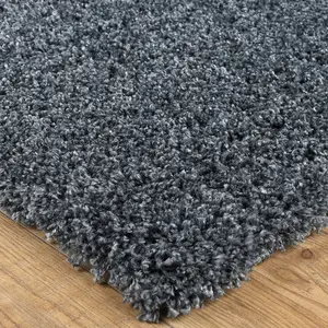 Modern Easy to Clean Charcoal Plain Shaggy Rug for Living Room & Bedroom-60cm X 110cm