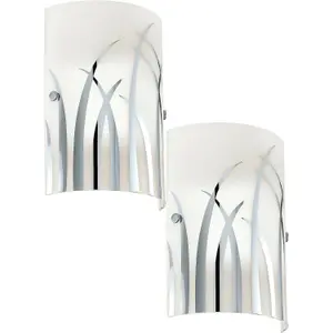 2 PACK Wall Light Colour White Chrome Shade White Chrome Glass Painted E14 42W