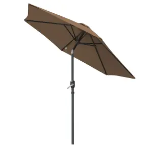 SunDaze 2.5M Taupe Garden Parasol Sun Shade Umbrella with Crank Handle & Tilt Mechanism