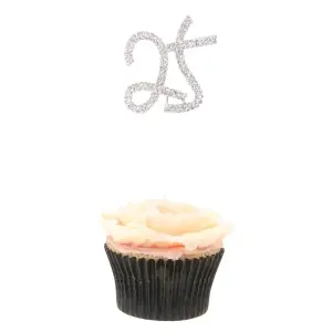 Apac Diamante 25th Cake Topper Silver (One Size)