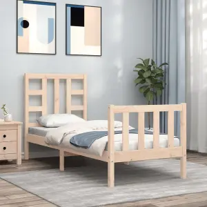 Berkfield Bed Frame with Headboard Small Single Solid Wood