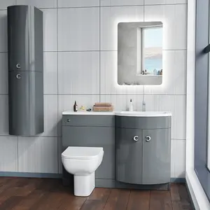 Nes Home Dene RH 1100mm Vanity Basin Unit & Debra Back To Wall Toilet Grey