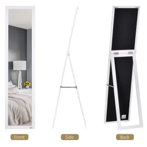 HOMCOM Full Length Mirror, Floor Standing or Wall-Mounted Long Mirror, White