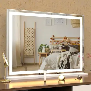 Rectangle Hollywood Lighted LED Vanity Makeup Mirror Dressing Table Mirror Touch Control Dimmable 50x42 cm