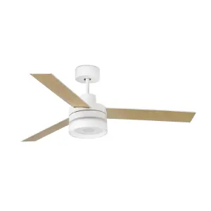 Luminosa Ice LED Large Bluetooth Ceiling Fan White, Maple