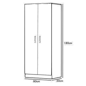 Wardrobe 2 Door Matt Grey Finish