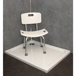 Shower Stool with Integrated Handles and Back - Aluminium Frame - Anti Slip Feet