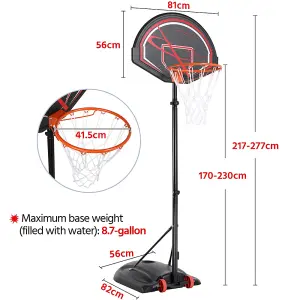 Yaheetech Black Portable Basketball Hoop for Outdoors