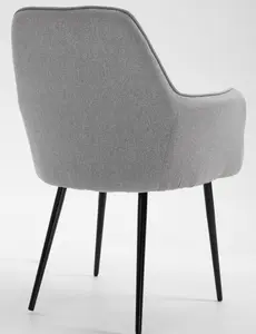 Hallowood Furniture Pair of Light Grey Fabric Chair with Metal Legs