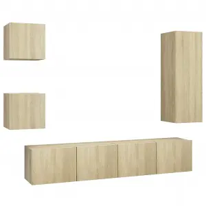 Berkfield 5 Piece TV Cabinet Sets Sonoma Oak Engineered Wood