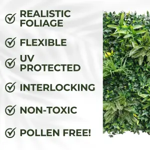 Artificial Plant Flower Living Wall Panels Realistic - Greenwheat - Indoor / Outdoor - 1m x 1m - Home, Garden, Office