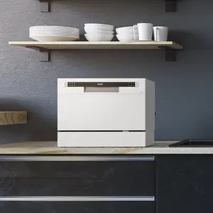 Compact White Portable Dishwasher with 6 Place Settings and Multiple Wash Programs