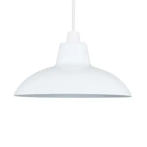 ValueLights Civic Metro White Ceiling Pendant Shade and B22 GLS LED 10W Warm White 3000K Bulb