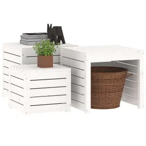 Berkfield 3 Piece Garden Box Set White Solid Wood Pine